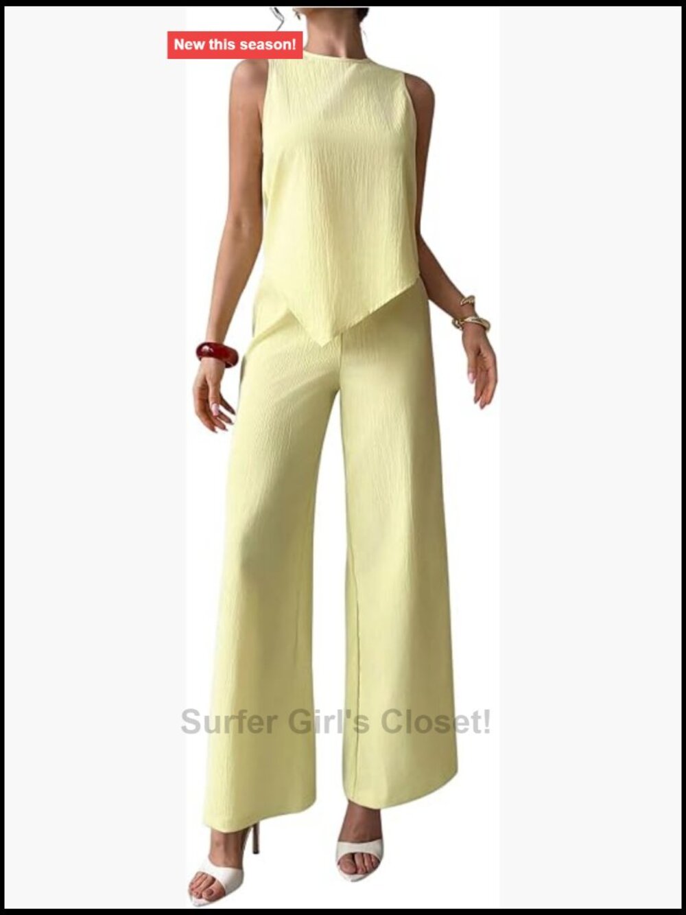 2 Piece Pants Set Asymmetrical Sleeveless Top Wide Leg Pants Summer Vacation
